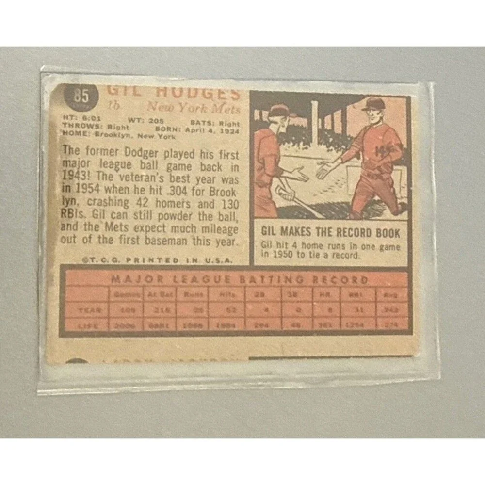 1962 Topps - Gil Hodges #85